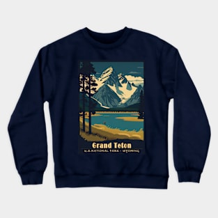 Grand Teton National Park Vintage Travel Poster Crewneck Sweatshirt